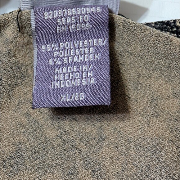 Laura Scott Sleeveless Top XL Beige Black Abstract Print Stretch Pullover Blouse - Picture 4 of 7